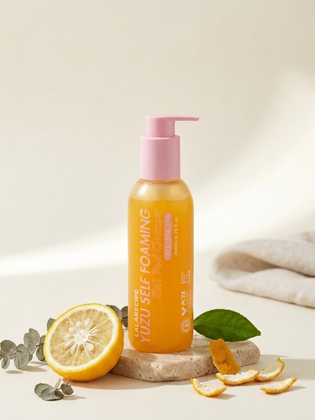 Пенка-пилинг для умывания лица Lalarecipe Yuzu Self Foaming 3in1, 200 мл - 