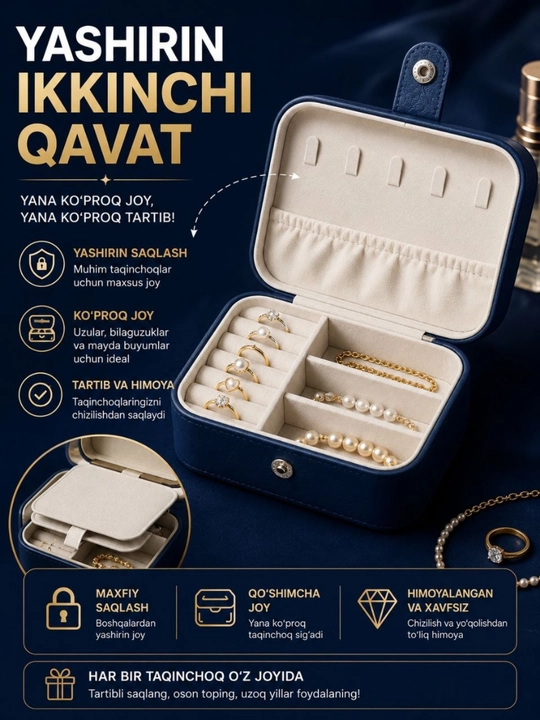 Zargarlik buyumlari uchun organayzer premium qutisi