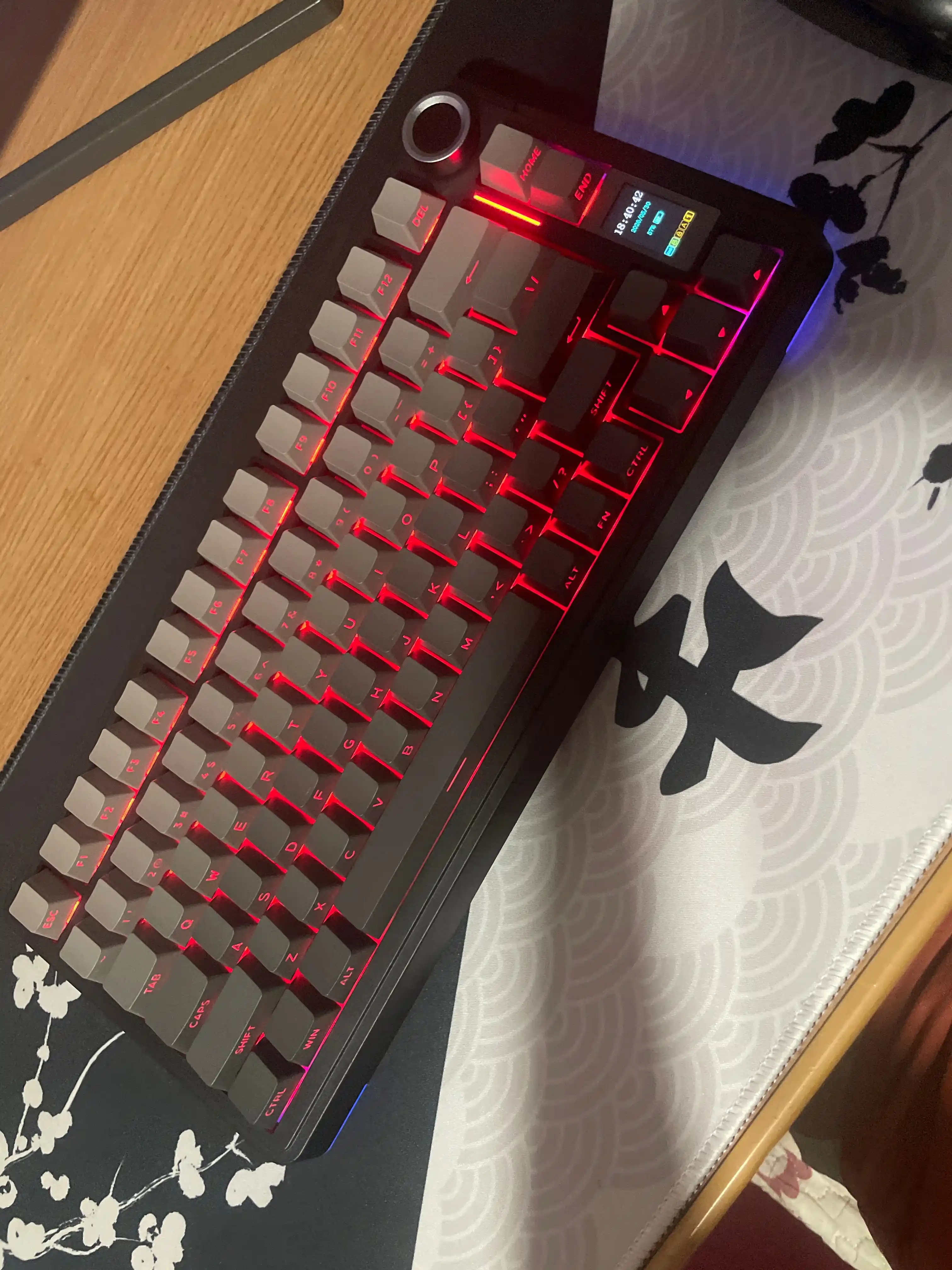 AULA S75 Pro, mexanik klaviatura, RGB yoritish, simsiz, tri-mode, aylantirgichli
