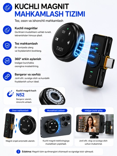 Беспроводной микрофон Q81 2TX+1RX Type-C с шумоподавлением для блогеров и интервью