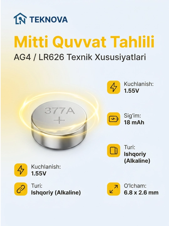 Алкалиновые батарейки дисковые Teknova LR44 AG13, 10 шт
