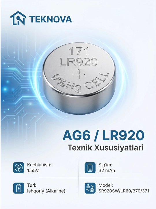 Алкалиновые батарейки дисковые Teknova LR44 AG13, 10 шт