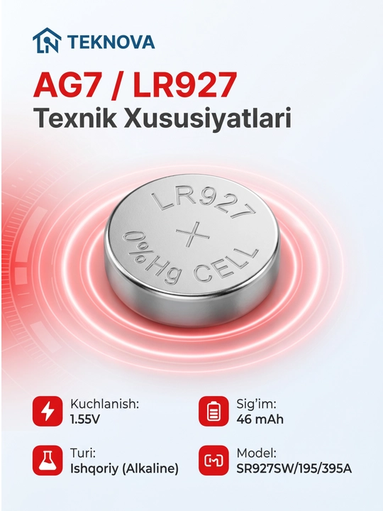 Алкалиновые батарейки дисковые Teknova LR44 AG13, 10 шт