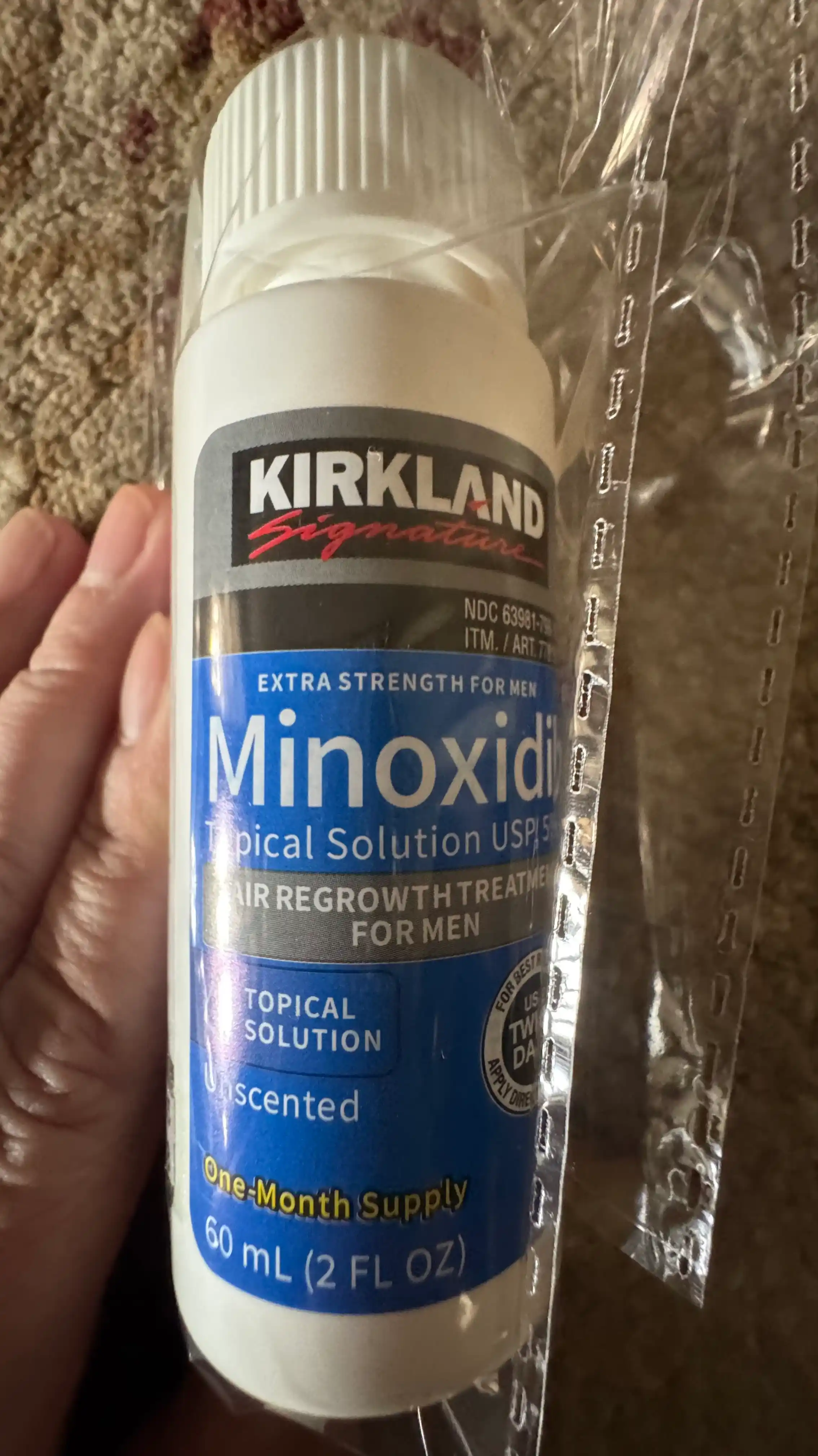 Soch va soqol o'stirish uchun minoksidil Kirkland Minoxidil 5%, 60 ml