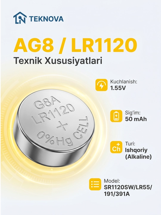 Алкалиновые батарейки дисковые Teknova LR44 AG13, 10 шт