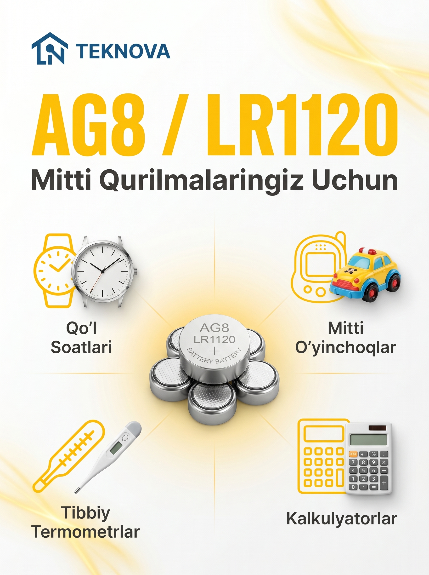 Алкалиновые батарейки дисковые Teknova LR44 AG13, 10 шт