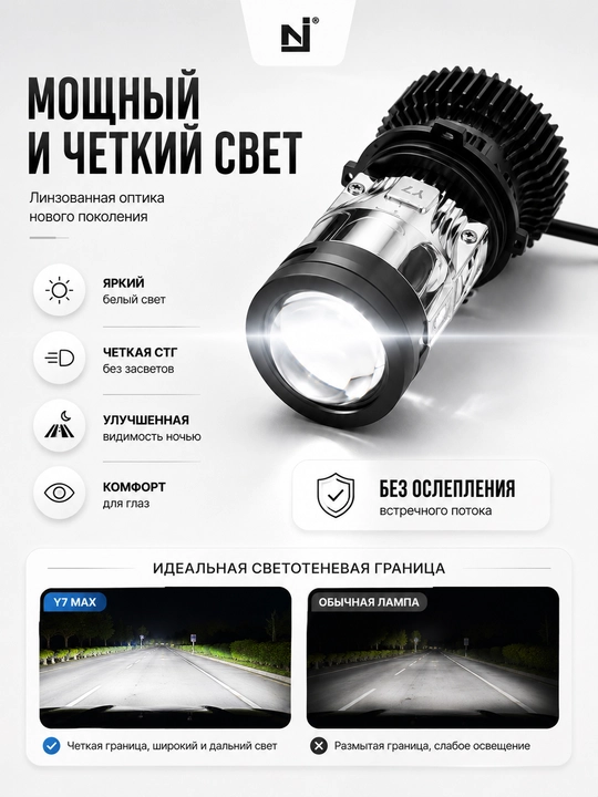 Y7D linzali H4 Mini Bi-LED avtomobil LED lampalari, Zimmer, Y7D, Y7 Max, Y7R