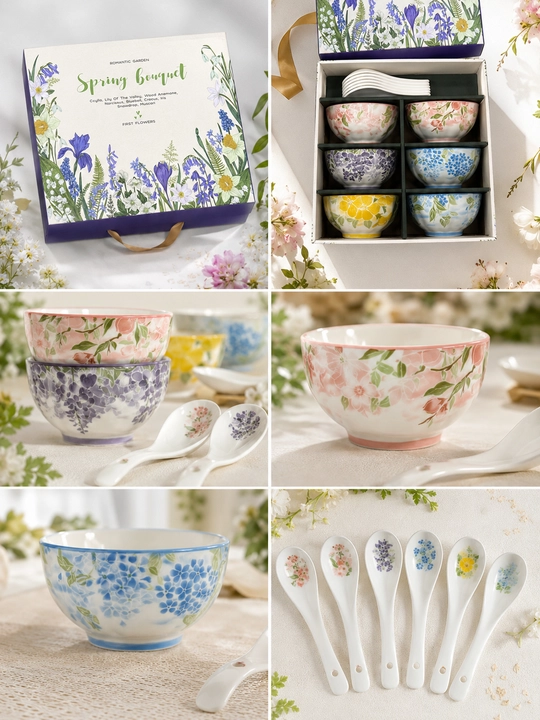 "Spring Bouquet" premium seriyasidagi nafis gul naqshli chinni piyolalar to‘plami