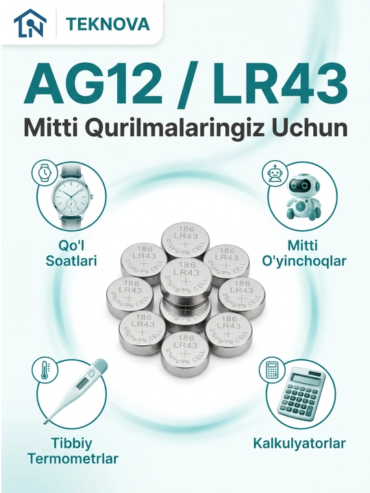 Алкалиновые батарейки дисковые Teknova LR44 AG13, 10 шт