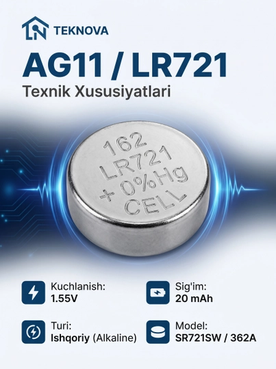 Алкалиновые батарейки дисковые Teknova LR44 AG13, 10 шт