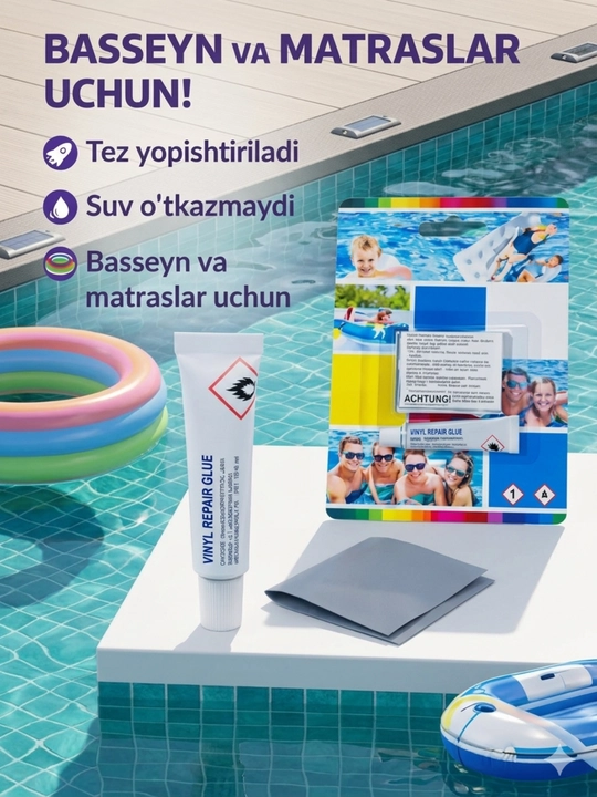 Tamirlash to'plami yelim, hovuz va matras yamash uchun - 