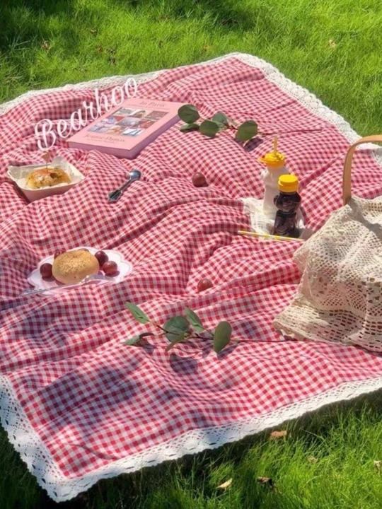 Piknik uchun katakli dekorativ pled gilamcha