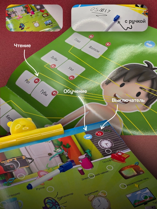 Sozlovchi kitob  gapiruvchi kitob bolalar uchun, ovozli o‘quv plansheti
