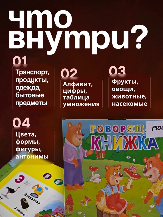 Sozlovchi kitob  gapiruvchi kitob bolalar uchun, ovozli o‘quv plansheti