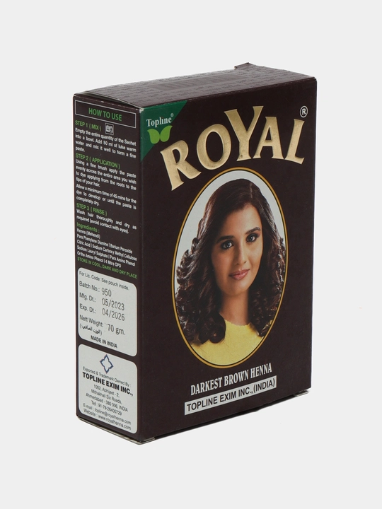 Royal Henna — tabiiy soch bo‘yash xnasi, oq sochlarni yopuvchi, ammiaksiz, uzoq saqlanuvchi
