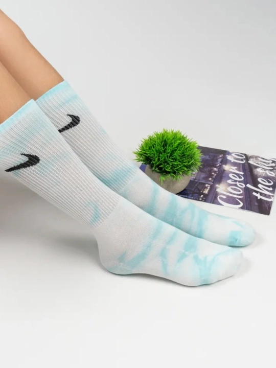 Носки унисекс хлопковые спортивные длинные Tie-Dye - цветные и дышащие