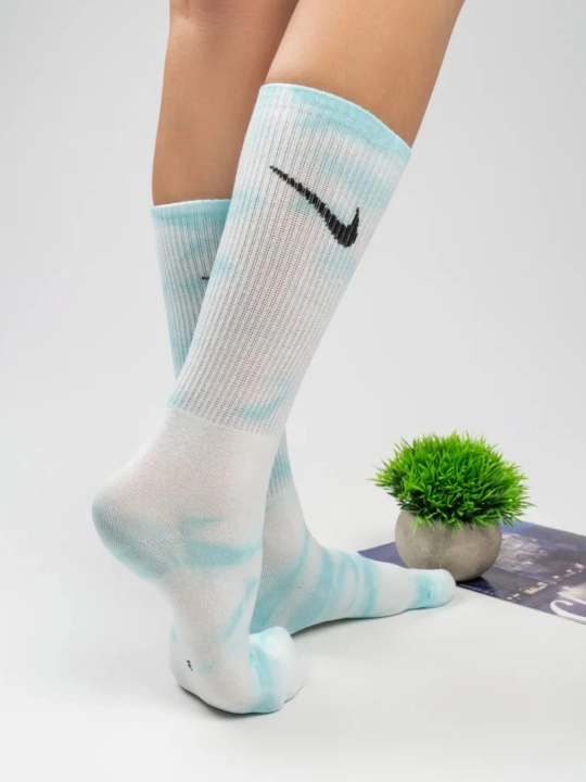 Носки унисекс хлопковые спортивные длинные Tie-Dye - цветные и дышащие