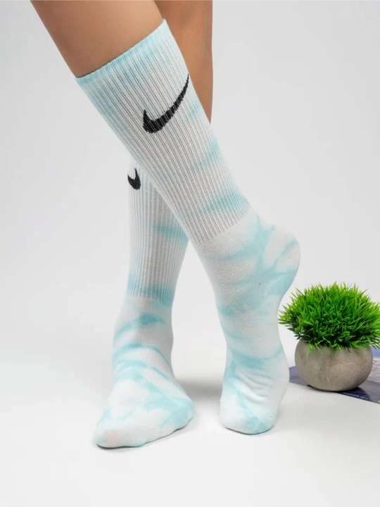 Носки унисекс хлопковые спортивные длинные Tie-Dye - цветные и дышащие