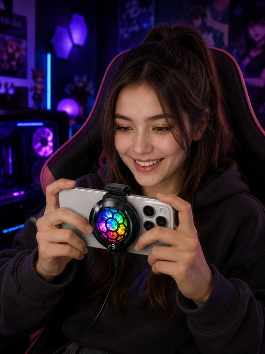 Кулер для смартфона с RGB-подсветкой и цифровым дисплеем