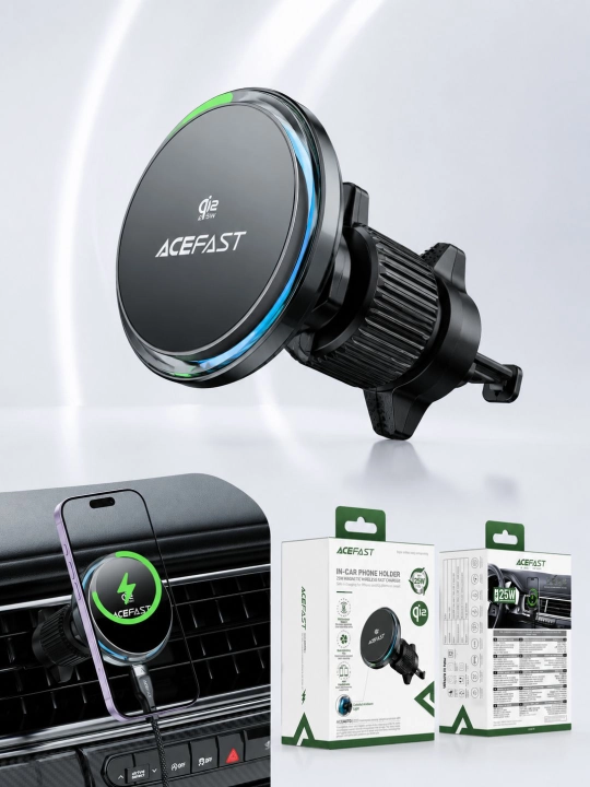 ACEFAST D61 Qi2 magnitli avtomobil ushlagichi, 25 Vt simsiz zaryadlash imkoniyati bilan