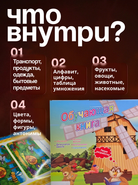 Sozlovchi kitob  gapiruvchi kitob bolalar uchun, ovozli o‘quv plansheti
