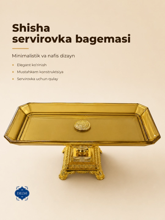 Oltin asosli, bolt bilan mahkamlangan shirinliklar uchun bohem shisha tagligi