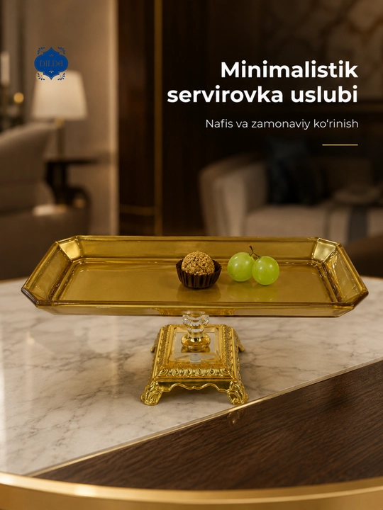 Oltin asosli, bolt bilan mahkamlangan shirinliklar uchun bohem shisha tagligi