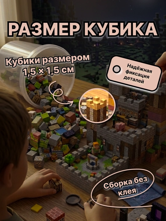 Minecraft My World magnit konstruktori, bolalar uchun rivojlantiruvchi kubiklar