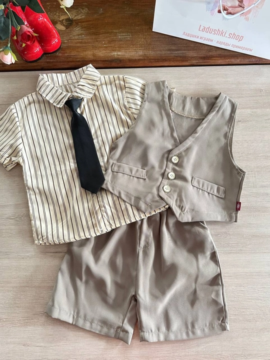 6 oylikdan 5 yoshgacha bo‘lgan o‘g‘il bolalar uchun yozgi chiroyli bayram kostyumi ko‘ylak, shortik