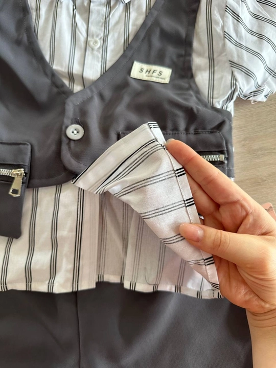 6 oylikdan 5 yoshgacha bo‘lgan o‘g‘il bolalar uchun yozgi chiroyli bayram kostyumi ko‘ylak, shortik