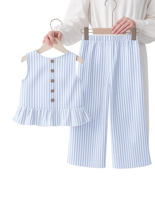 Летний костюм для девочек, кофта и брюки, ХБ Леон, 2-6 лет
