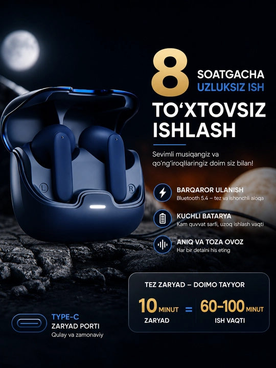 Simsiz Bluetooth quloqchinlar, TWS sensorli naushnik, iPhone va Android uchun mos, YL01