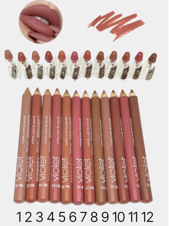 Карандаши для контурирования губ Flormar, матовые, мягкие, 12 штук - 