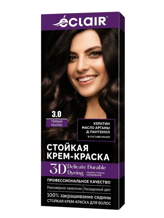 Soch bo‘yog‘i Eclair krem bo‘yoq, uzoq turuvchi, professional sifat, 100% oq sochni yopadi - 