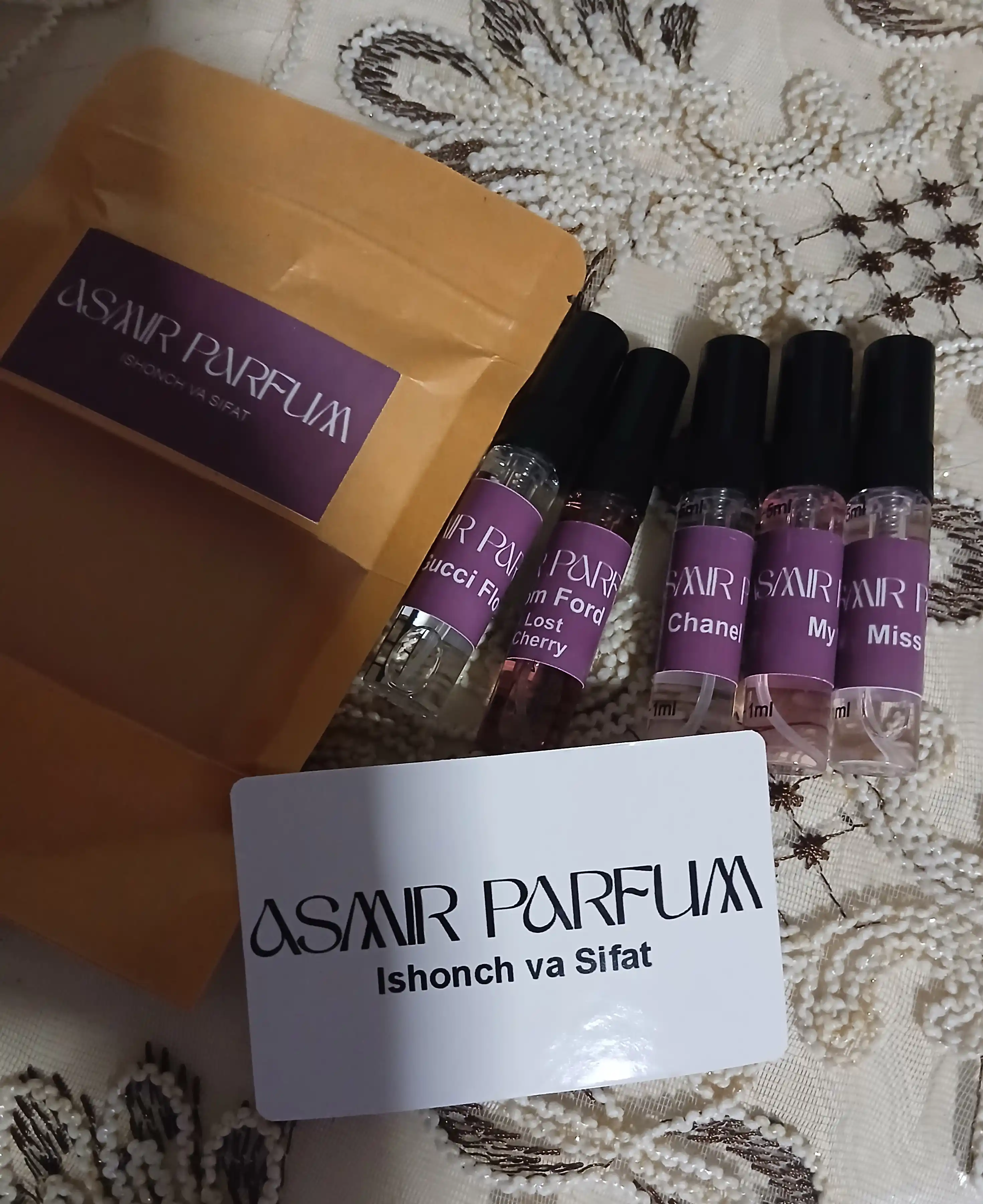 Ayollar atirlar to'plami-Lost Cherry, Gucci Flora, Miss Dior, My Way, Chanel Tendre, 5 tasi 1 da