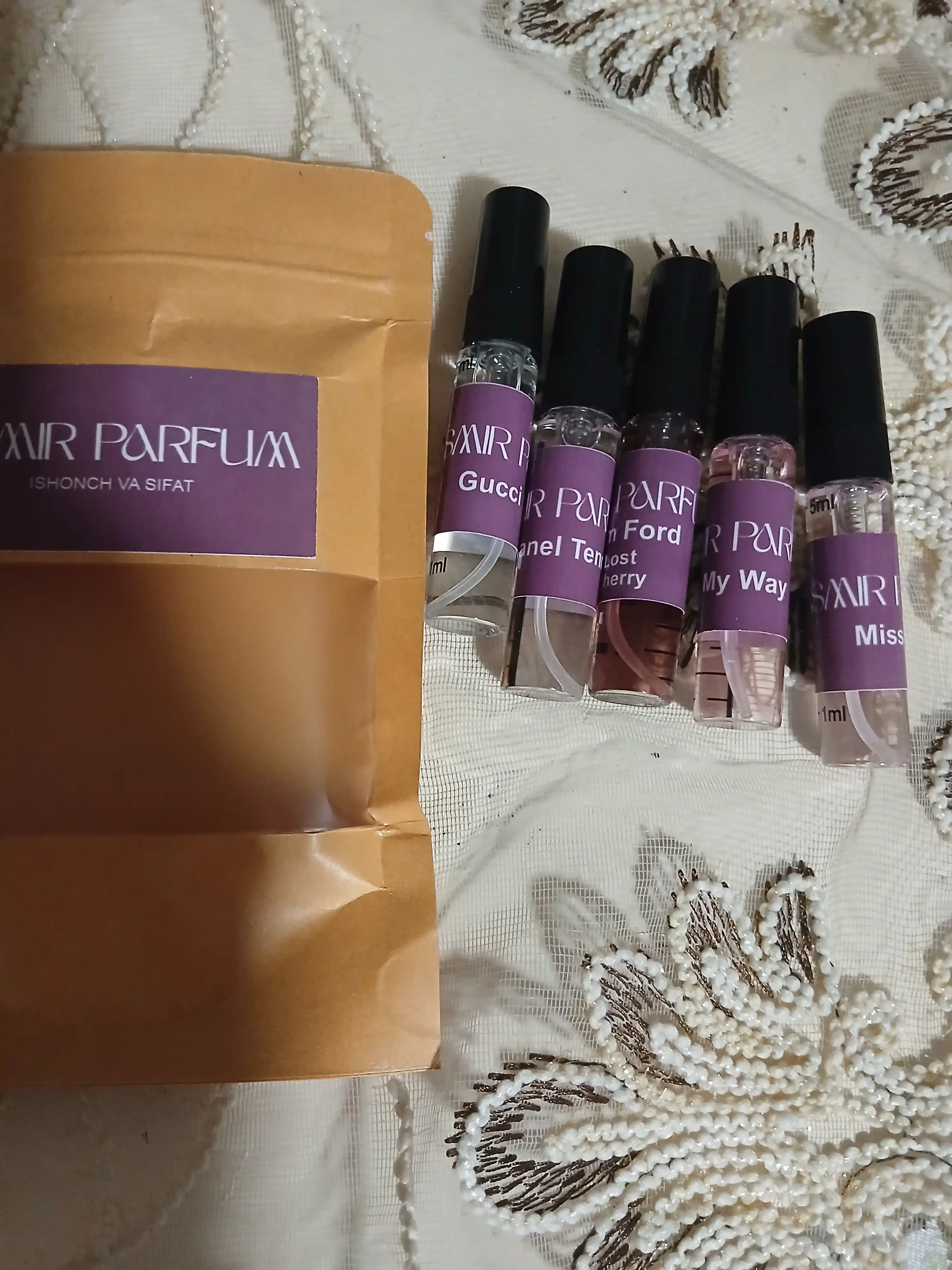 Ayollar atirlar to'plami-Lost Cherry, Gucci Flora, Miss Dior, My Way, Chanel Tendre, 5 tasi 1 da