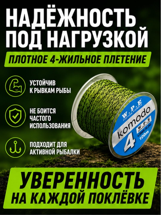 Yigirish, oziqlantirish va sazan baliq ovlash uchun Komodo to'qilgan baliq ovlash liniyasi