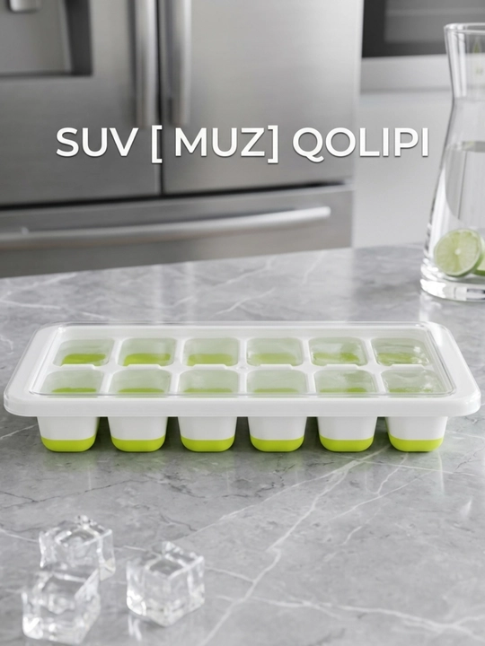 Qopqoqli muz qolipi ichimliklar uchun bir xil shakldagi muz kublarini tayyorlaydi