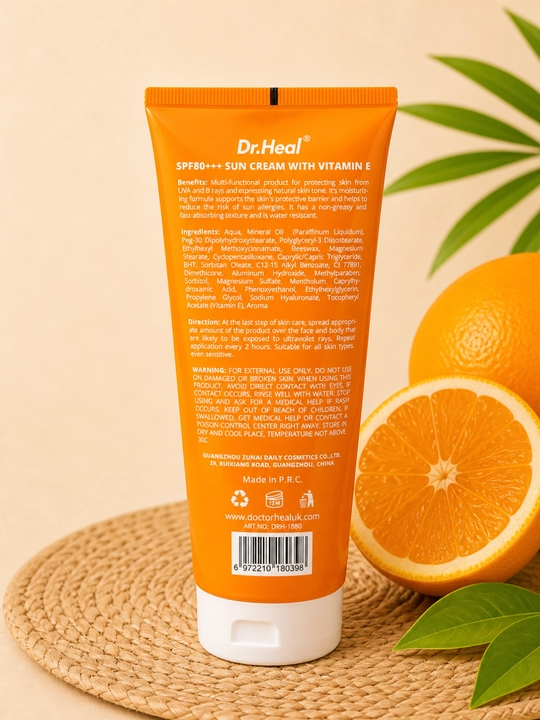 Солнцезащитный крем Dr. Heal Sun Cream SPF 80 PA+++, витамин E, кокосовое масло, 150 мл