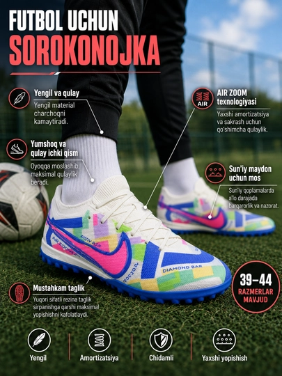 Futbol sarakanoshka Air Zoom TF, sun’iy maydon uchun futbol oyoq kiyimi