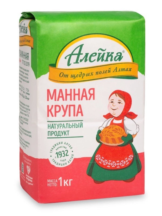 “Aleyka” irmik yormasi (maniy yormasi) yumshoq bug‘doy navlaridan tayyorlangan, 1 kg