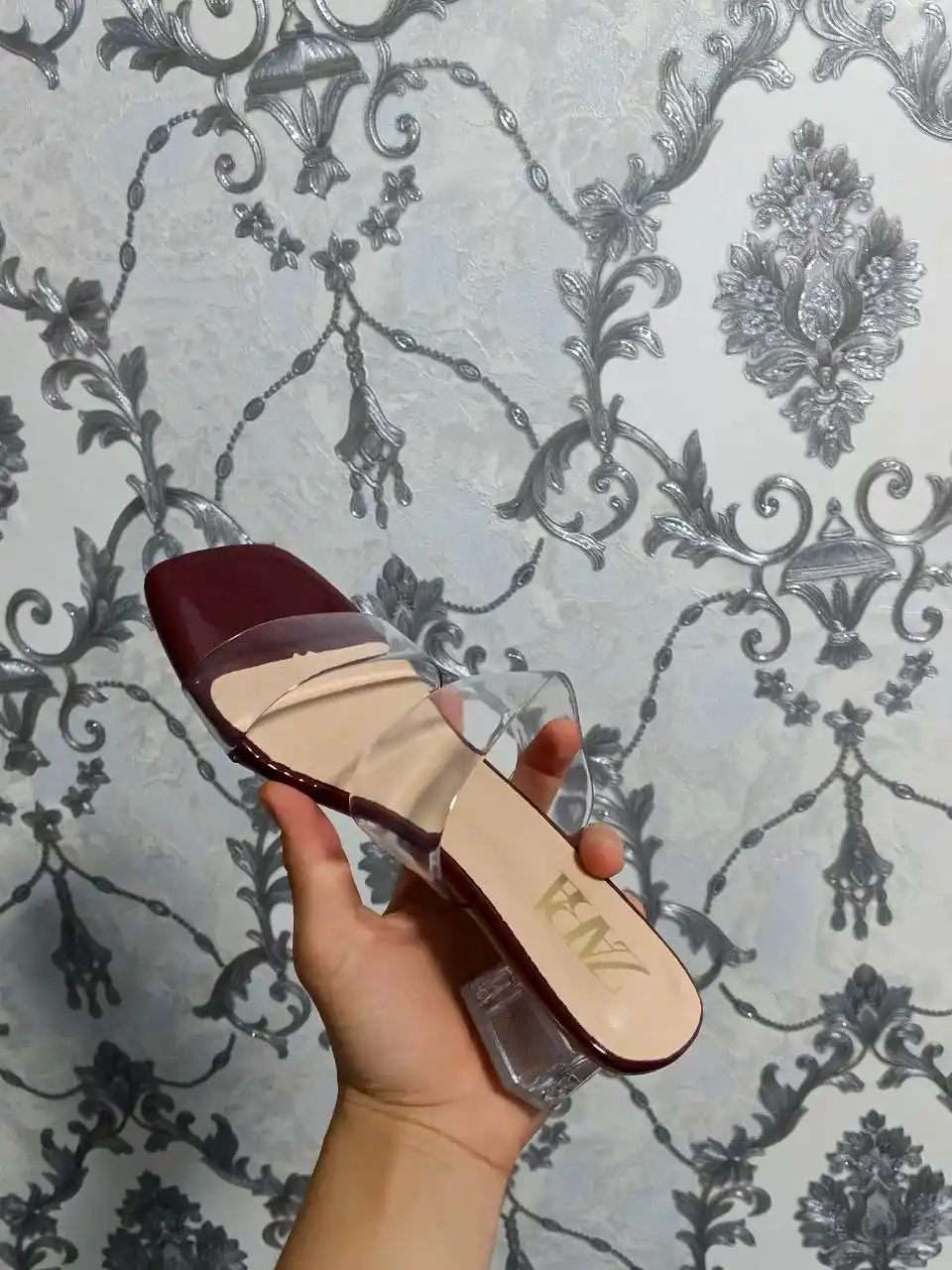 ZARA ayollar uchun shaffof tasmali va poshnali nafis oyoq kiyimi, karobkasi bilan