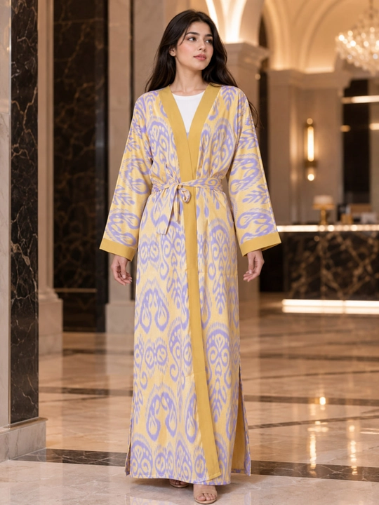 Ayollar uchun uzun lion matoli xalat, zamonaviy kimono uslubidagi elegant libos 44-50 - 