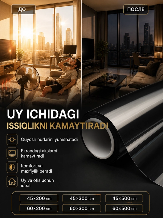 Deraza va oynalar uchun o‘z-o‘zidan yopishadigan naqshli dekorativ plyonka