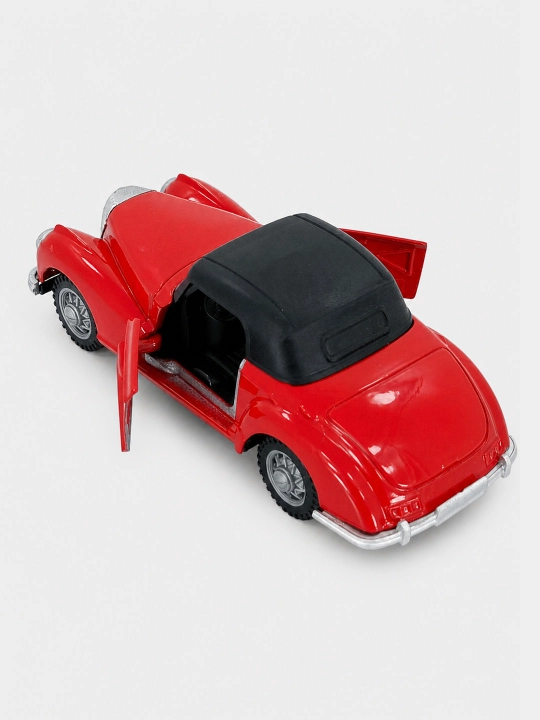 Qizil retro kabriolet, metall, ochiladigan eshiklar