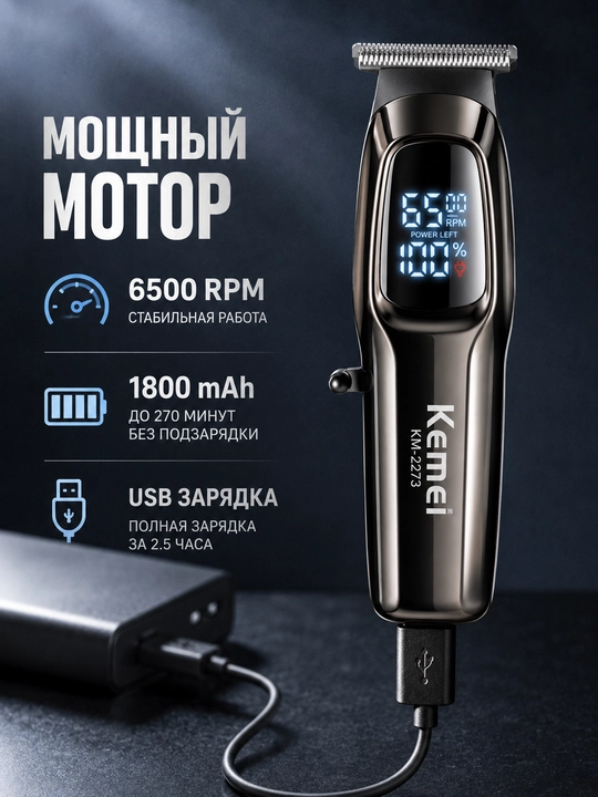 Триммер машинка для стрижки волос и бороды Kemei KM-2273
