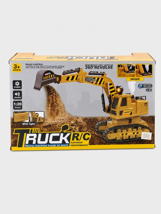 TRUCK R/C 1:20 radioboshqaruvli ekskavator, tovush, yorug‘lik, tutun