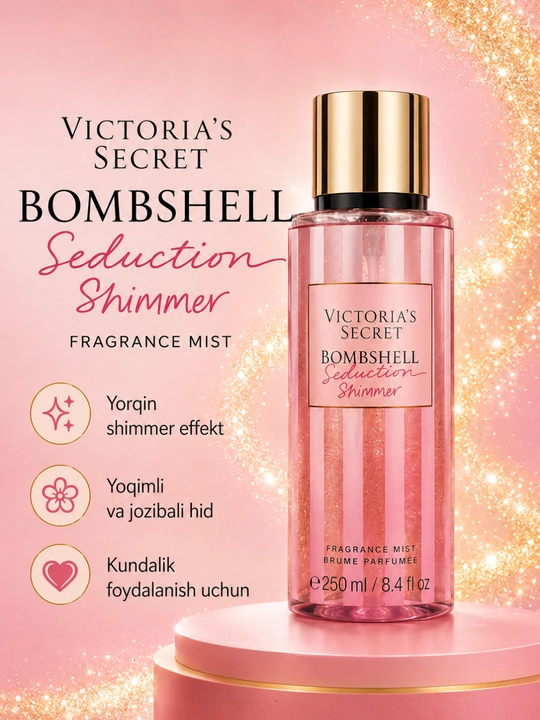 Parfyumlangan tana spreyi suvi Victoria's Secret Spreyi Aqua Kiss Rush, Shimmer, 250 ml