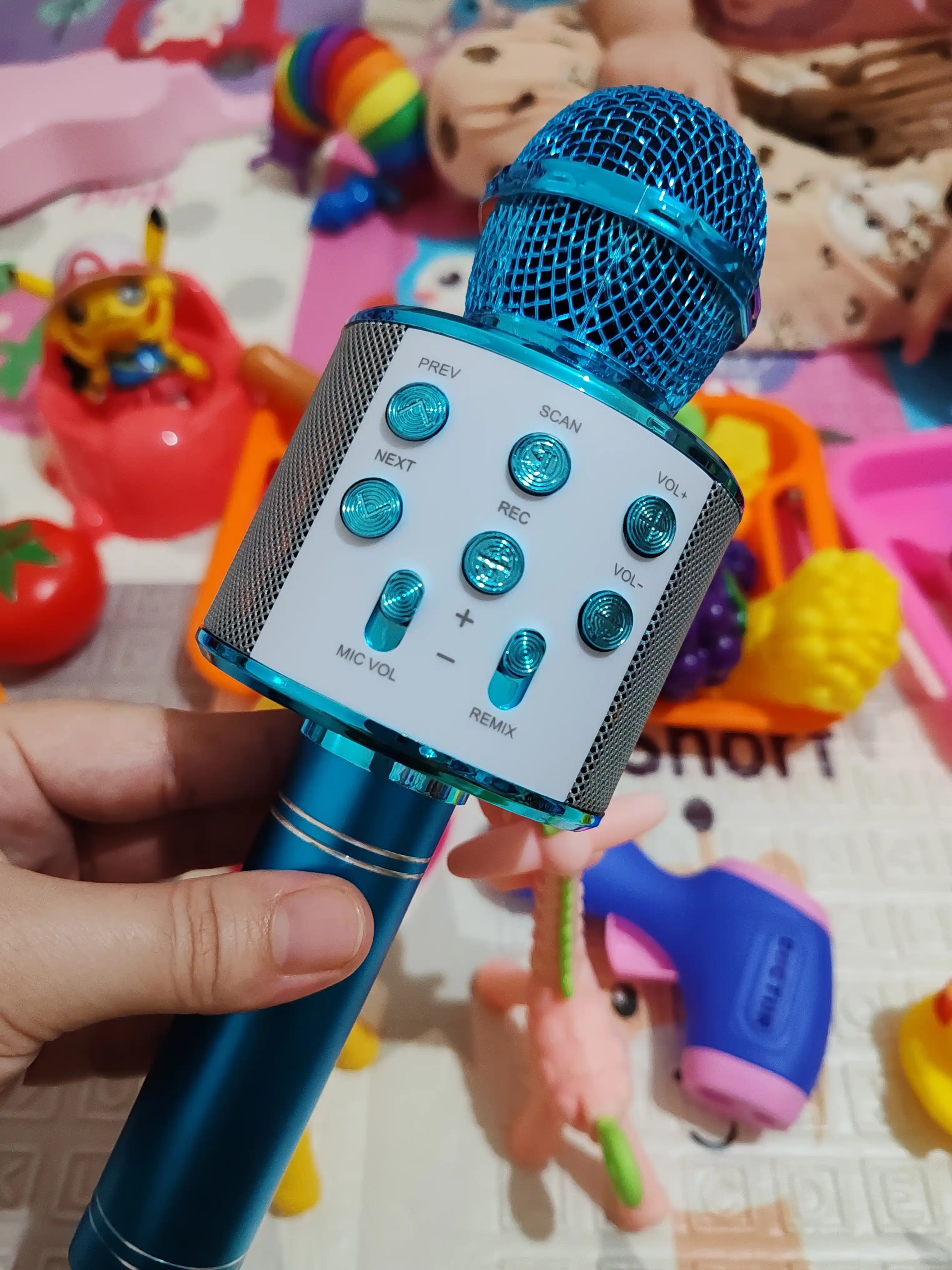 Микрофон караоке, детский, с беспроводным Bluetooth WS 858, колонка с микрофоном