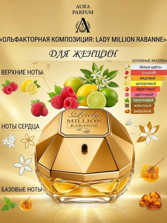 Духи женские, Lady Million Rabanne, аромат для женщин, на любой сезон, парфюм  - 
